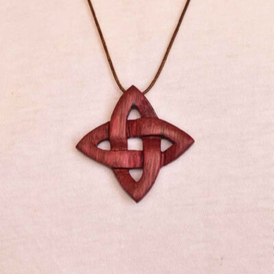 Hand-Carved Wood Pendant Necklace - Star Design