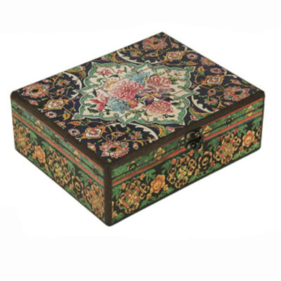 Handcrafted Wooden Jewelry Box with Persian-Inspired Pattern - Farah