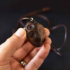 Hand-Carved Wooden Necklace - Hang Drum Musician Design