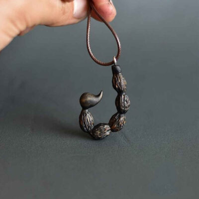 Handcrafted Wooden Pendant Necklace - Scorpion Tail Design
