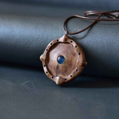 Hand-Carved Wooden Pendant Necklace - Espar Abstract Design