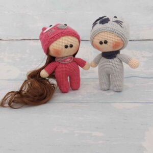 Amigurumi Handmade Crochet Stuffed Doll – Set of 2 Cute Dolls | Soft Plush Toy