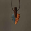 Hand-Carved Wood & Resin Pendant - Neize Abstract Design