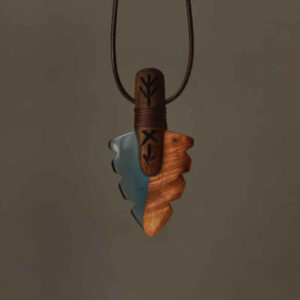 Hand-Carved Wood & Resin Pendant – Neize Abstract Design