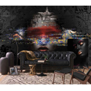 Black Abstract Wall Mural Model Zhivar for Modern Interiors