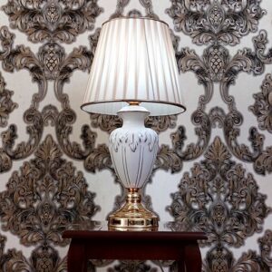 Ceramic Vase Table Lamp Handcrafted with Fabric Shade Niloufar