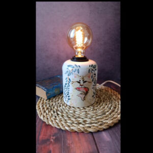 Artistic Ceramic Table Lamp Handcrafted Cat