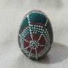 Decorative Hand Painted Pottery Egg - Green Nahal