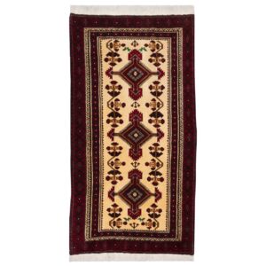 Hand-Knotted Persian Kashmar Mona Runner Rug (Tribal Geometric Medallion) – Red Wool