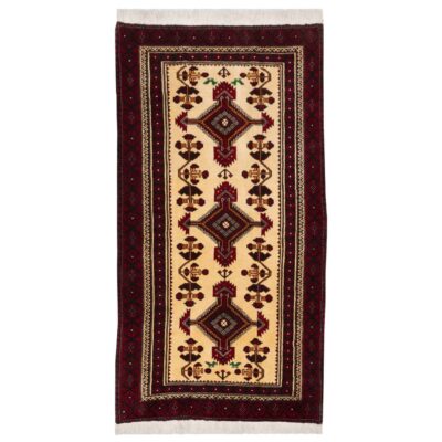 Hand-Knotted Persian Kashmar Mona Runner Rug (Tribal Geometric Medallion) - Red Wool
