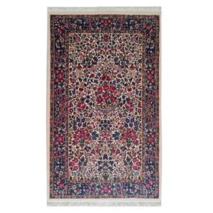 Hand-Knotted Persian Kerman Kiana Rug (Elegant All-over Floral) – Red Wool