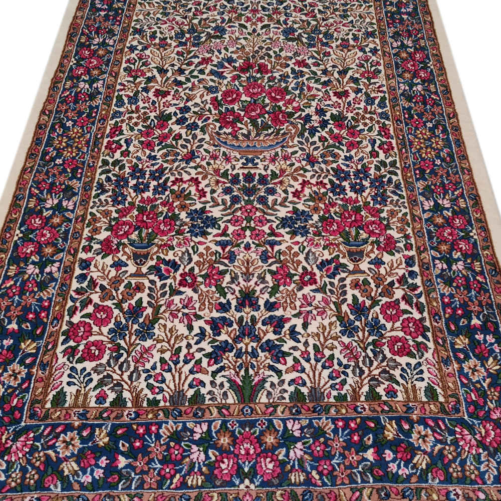 Hand-Knotted Persian Kerman Kiana Rug (Elegant All-over Floral) – Red Wool