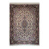 Hand-Knotted Persian Kerman Ladan Rug (Classical Floral Medallion) - Gray Wool