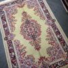 Hand-Knotted Persian Kerman Narenj Rug (Classical Floral Medallion) - Green Kork Wool