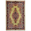 Hand-Knotted Persian Kerman Narenj Rug (Classical Floral Medallion) - Green Kork Wool