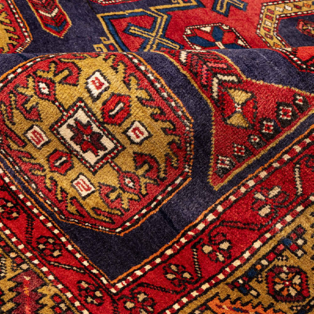 Vintage Persian Ardabil Negar Rug (Tribal Geometric Medallion Pattern) – Orange Wool