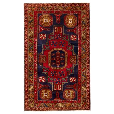 Vintage Persian Ardabil Negar Rug (Tribal Geometric Medallion Pattern) - Orange Wool