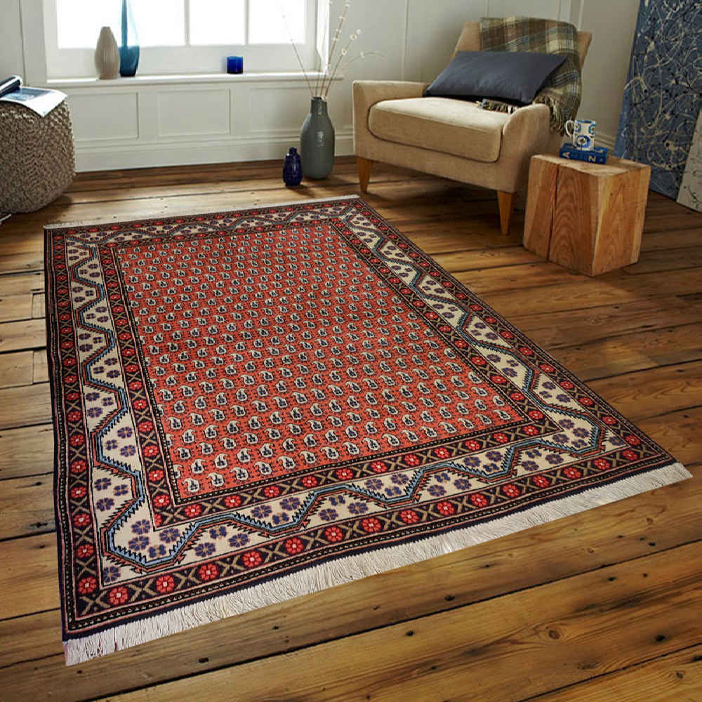 Vintage Persian Ardabil Olia Rug (Tribal All-over Mahi / Herati Pattern) – Copper Kork
