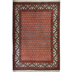 Vintage Persian Ardabil Olia Rug (Tribal All-over Mahi / Herati Pattern) – Copper Kork