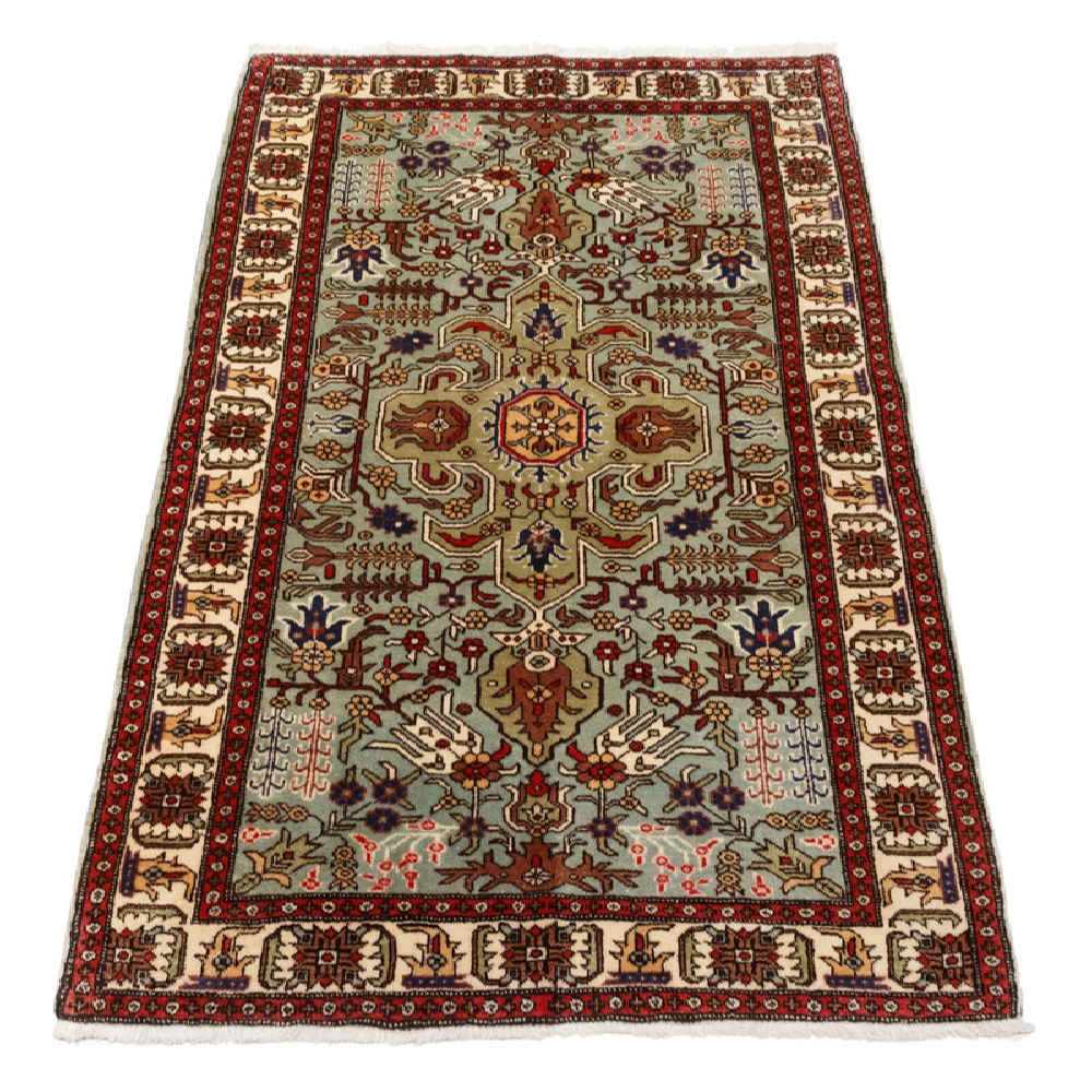 Vintage Persian Ardabil Sana Rug (Tribal Geometric Medallion Pattern) – Copper Wool