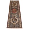 Vintage Persian Ardabil Sevin Runner Rug (Tribal Geometric Medallion) - Cream Silk & Wool