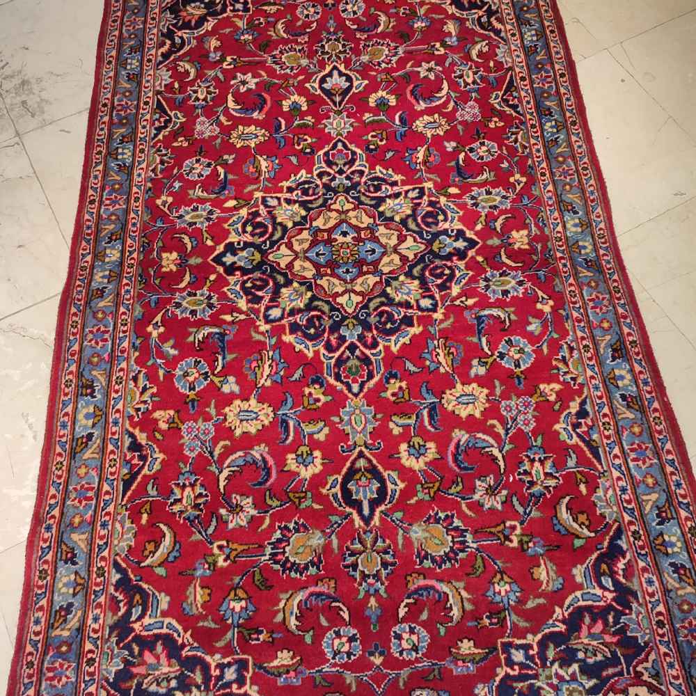 Vintage Persian Kashmar Ghadimi Rug (Traditional Floral Medallion) – Red Wool