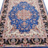 Hand-Knotted Persian Kashmar Yosra Rug (Traditional Floral Medallion) - Blue Wool