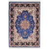 Hand-Knotted Persian Kashmar Yosra Rug (Traditional Floral Medallion) - Blue Wool