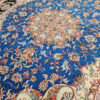 Hand-Knotted Persian Kashmar Yosra Rug (Traditional Floral Medallion) - Blue Wool