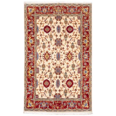 Hand-Knotted Persian Yazd Homeira Rug (Classical Floral Medallion) - Cream Wool