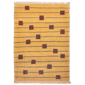 Handwoven Persian Striped Gabbeh Rug in Cream – Wool