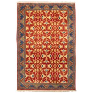 Hand-Knotted Persian Yazd Laleh Rug (Classical All-over Geometric) – Orange Wool