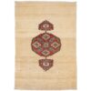 Authentic Hand-Knotted Persian Gabbeh Rug - Geometric Riz Mahi Design in Cream Wool