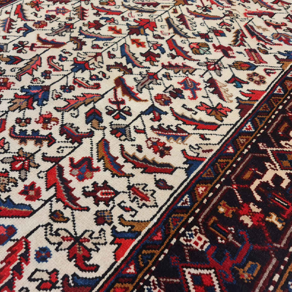 Vintage Persian Ardabil Haleh Runner Rug (Tribal Geometric Medallion) – Red Wool