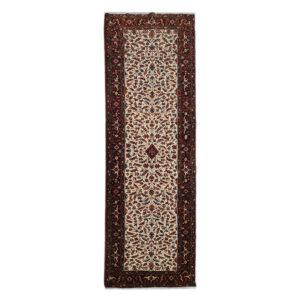 Vintage Persian Ardabil Haleh Runner Rug (Tribal Geometric Medallion) – Red Wool
