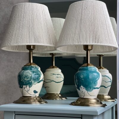 Handcrafted Classic Ceramic Vase Table Lamp with Fabric Shade