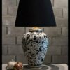 Handcrafted Classic Floral Ceramic Vase Table Lamp with Fabric Shade