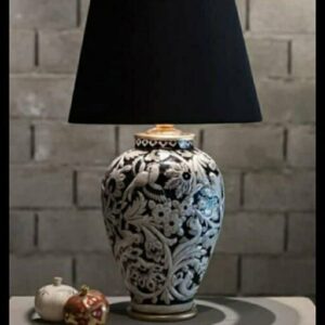 Ceramic Vase Table Lamp Handcrafted with Fabric Shade Floral