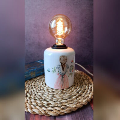 Artistic Handcrafted Girl-Figurine Ceramic Table Lamp