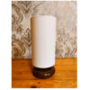 Minimalist Cylindrical Wooden Table & Bedside Lamp with White Shade
