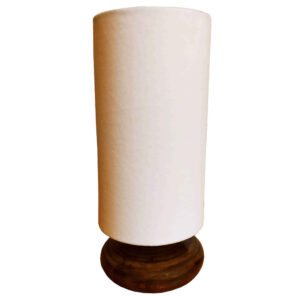 Minimalist Wooden Table Lamp & Bedside Handcrafted with White Shade Isan