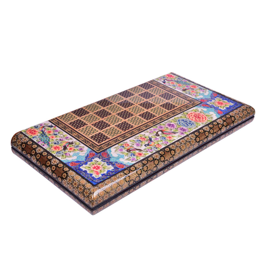 Handcrafted Persian Golban Floral Wooden Marquetry Chess Board