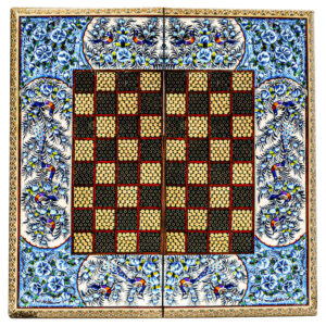 Persian Inlaid Wooden Marquetry Chess Board Model Labe Gerd