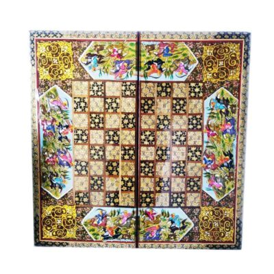 Handcrafted Persian Mehregan Floral Wooden Marquetry Chess Board