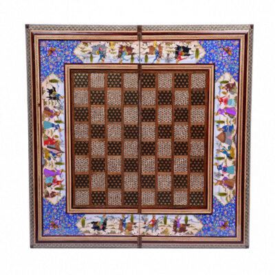 Handcrafted Persian Nafis Floral Wooden Marquetry Chess Board