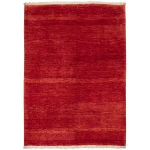 Handwoven Persian Minimalist Gabbeh Rug – Solid Red Wool