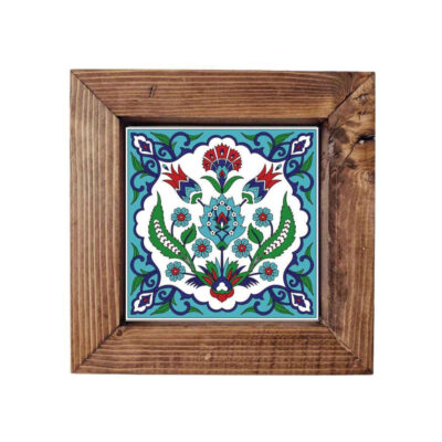 Persian Framed Ceramic Wall Decor with Floral Artwork