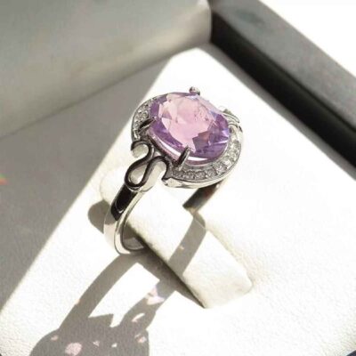 Purple Amethyst Silver Gemstone Ring for Women – Nazi Model, Bohemian Design