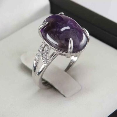 Purple Amethyst Silver Gemstone Ring for Women – Daam Model, Bohemian Design