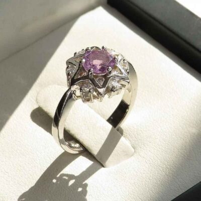 Purple Amethyst Silver Gemstone Ring for Women – Setareh Model, Bohemian Design